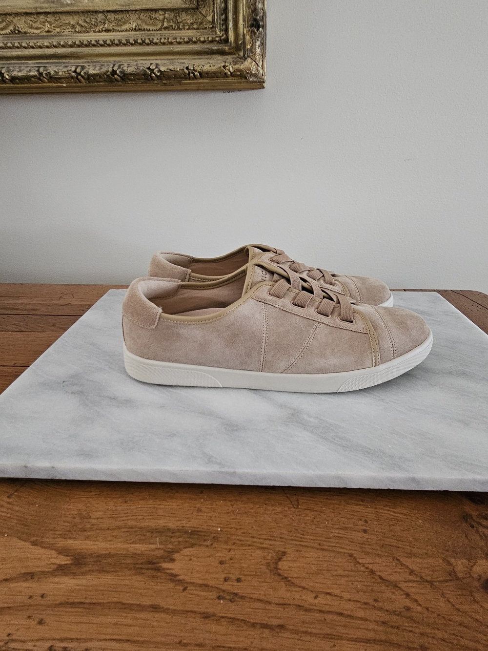 Vionic Women's Suede Sneaker in Light Tan - Picture 3 of 12